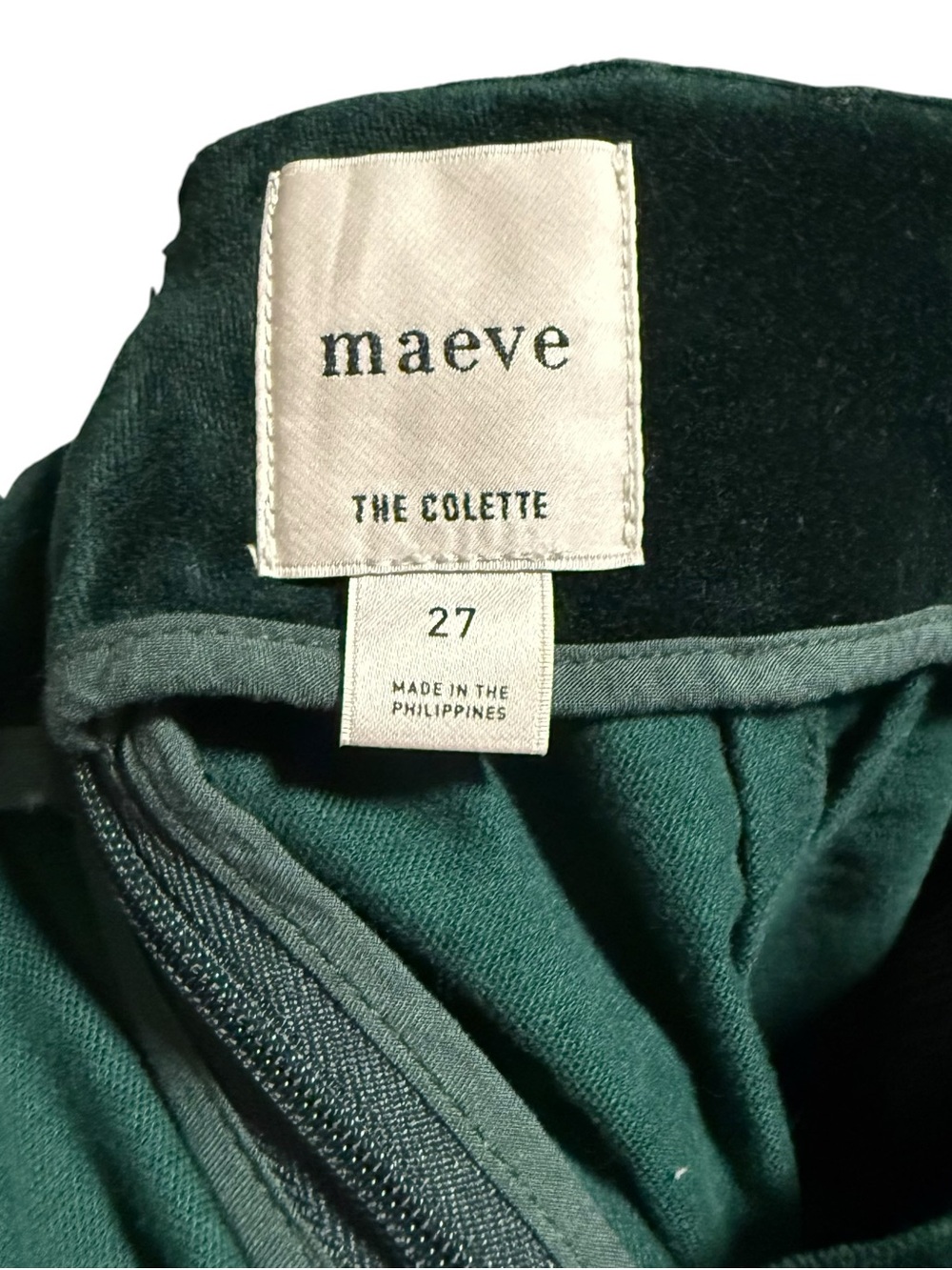 Anthropologie Maeve The Colette Crop Velvet Ruffle-Hem Pants 29 Dark Hunter NWT - Picture 8 of 10